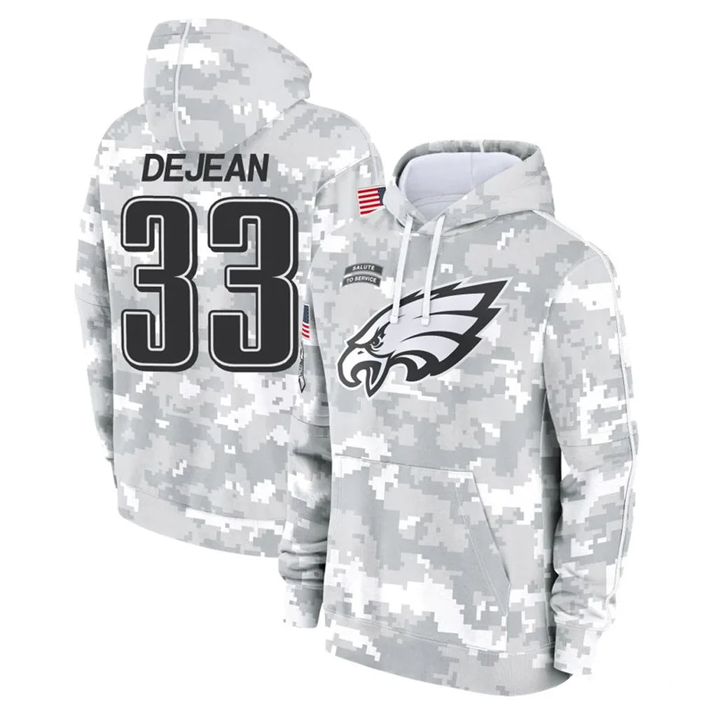P.Eagles #33 Cooper DeJean Player Arctic Camo Salute to Service Pullover Hoodies Limited Game Gdoa Stitched Jerseys