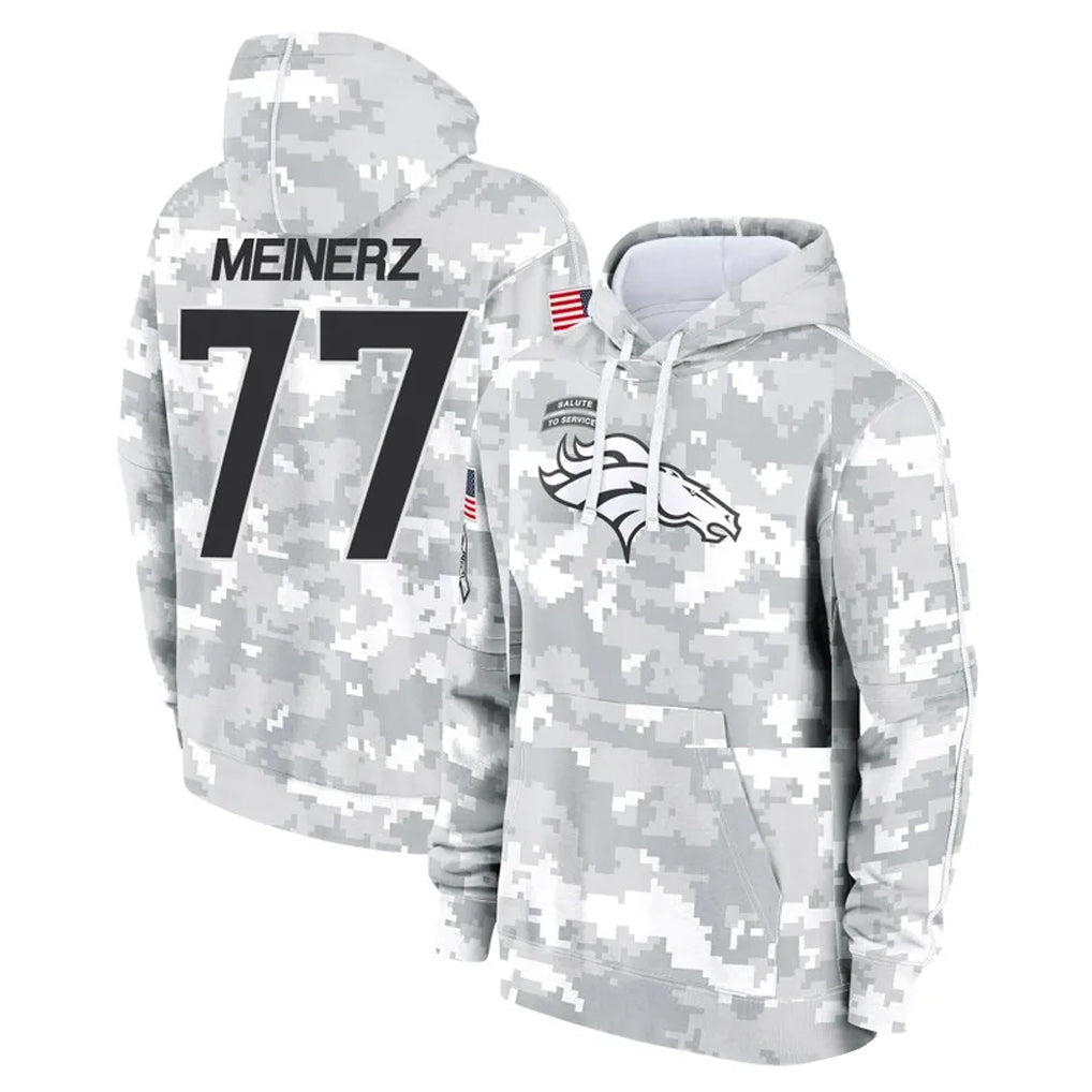 D.Broncos #77 Quinn Meinerz Player Arctic Camo Salute to Service Hoodies Limited Game Gdoa Stitched Jerseys