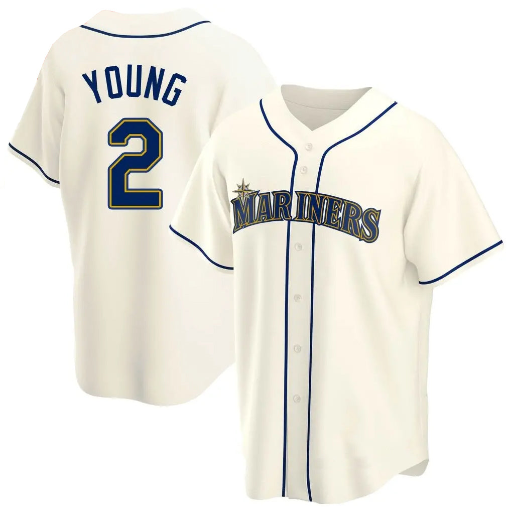 S.Mariners #2 Cole Young Player Cream Home Game Fdoa Stitched Jerseys