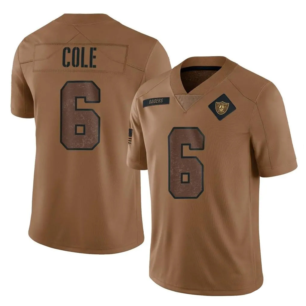 LV.Raiders #6 A.J. Cole Player Brown Salute To Service Limited Gdoa Stitched Jerseys