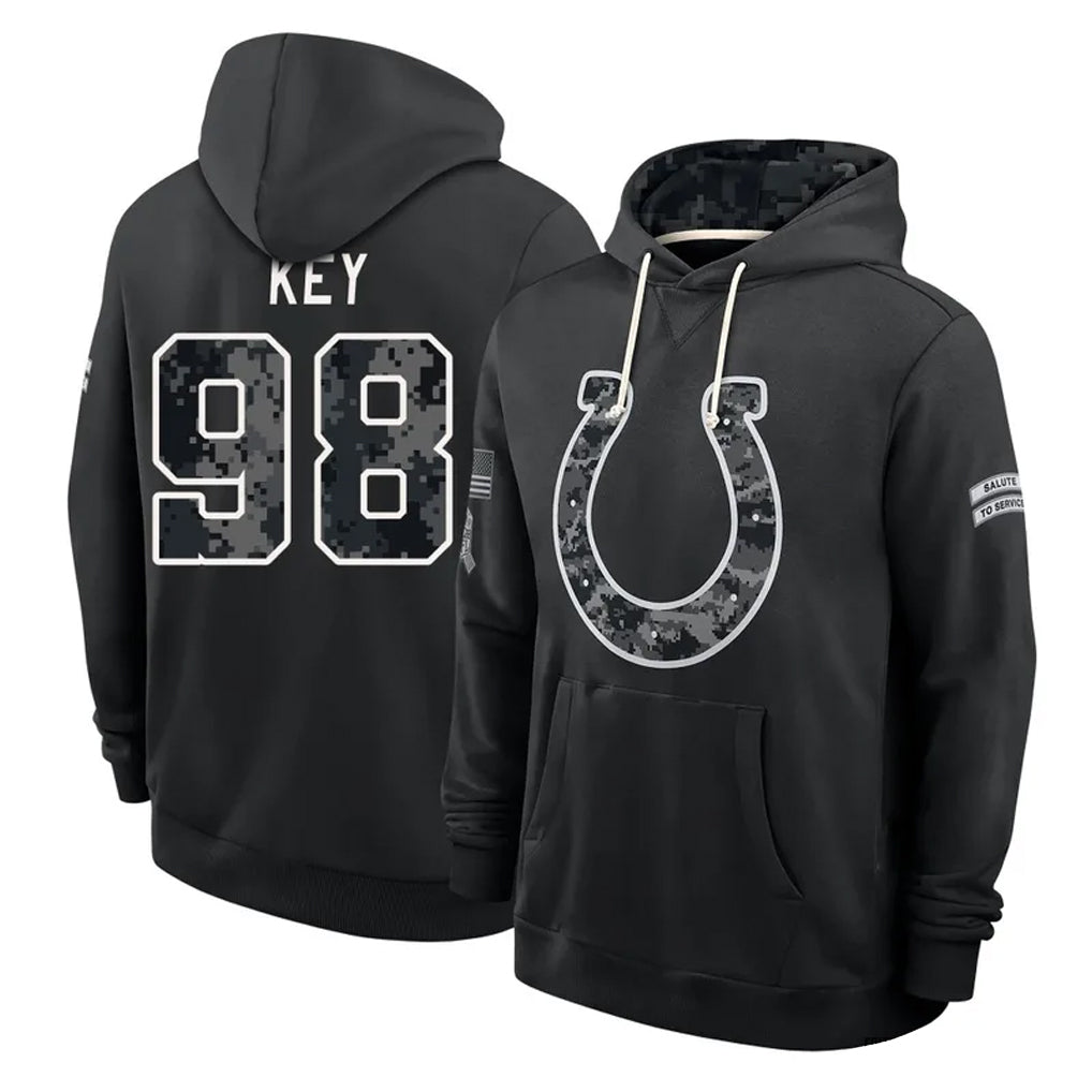 IN.Colts #98 Arden Key Player 2026 Black Logo Pullover Hoodies Limited Game Gdoa Stitched Jerseys