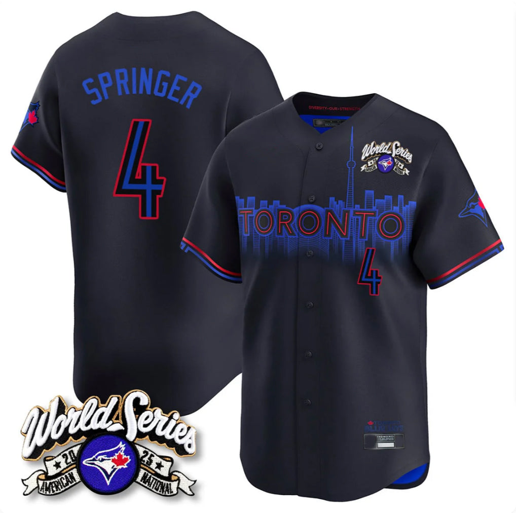 T.Blue Jays #4 George Springer Player Black 2025 American League City Connect Limited Fdoa Stitched Jerseys