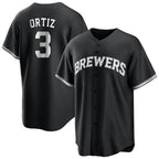 M.Brewers #3 Joey Ortiz Player Black Game Home Fdoa Stitched Jerseys