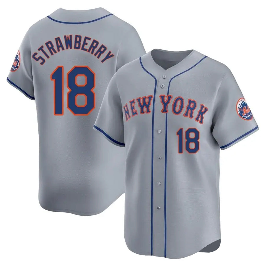 NY.Mets #18 Darryl Strawberry Player Gray Road Limited Home Fdoa Stitched Jerseys