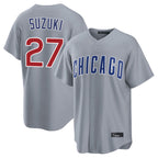 C.Cubs #27 Seiya Suzuki Player Gray Home Game Gdoa Stitched Jerseys