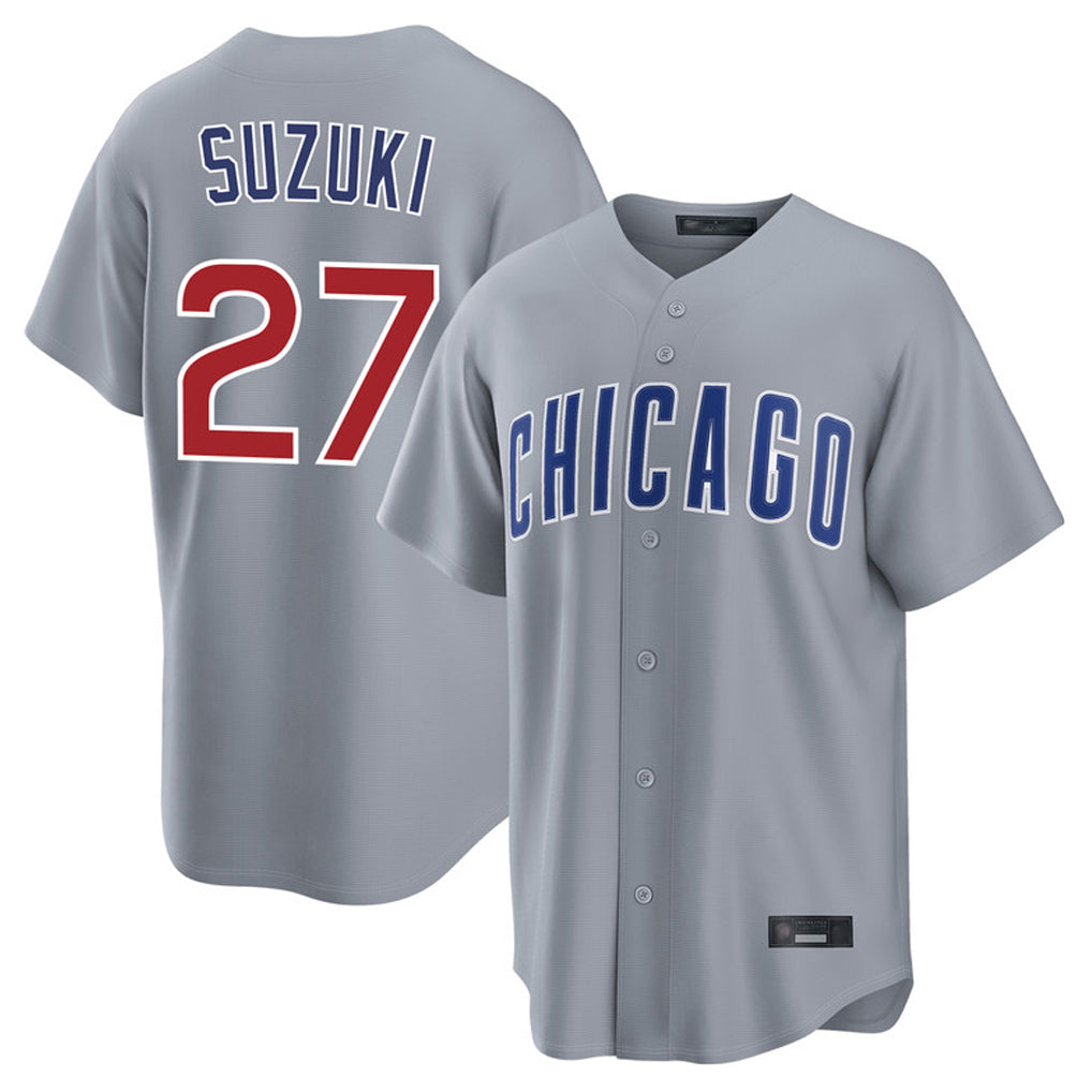 C.Cubs #27 Seiya Suzuki Player Gray Home Game Gdoa Stitched Jerseys