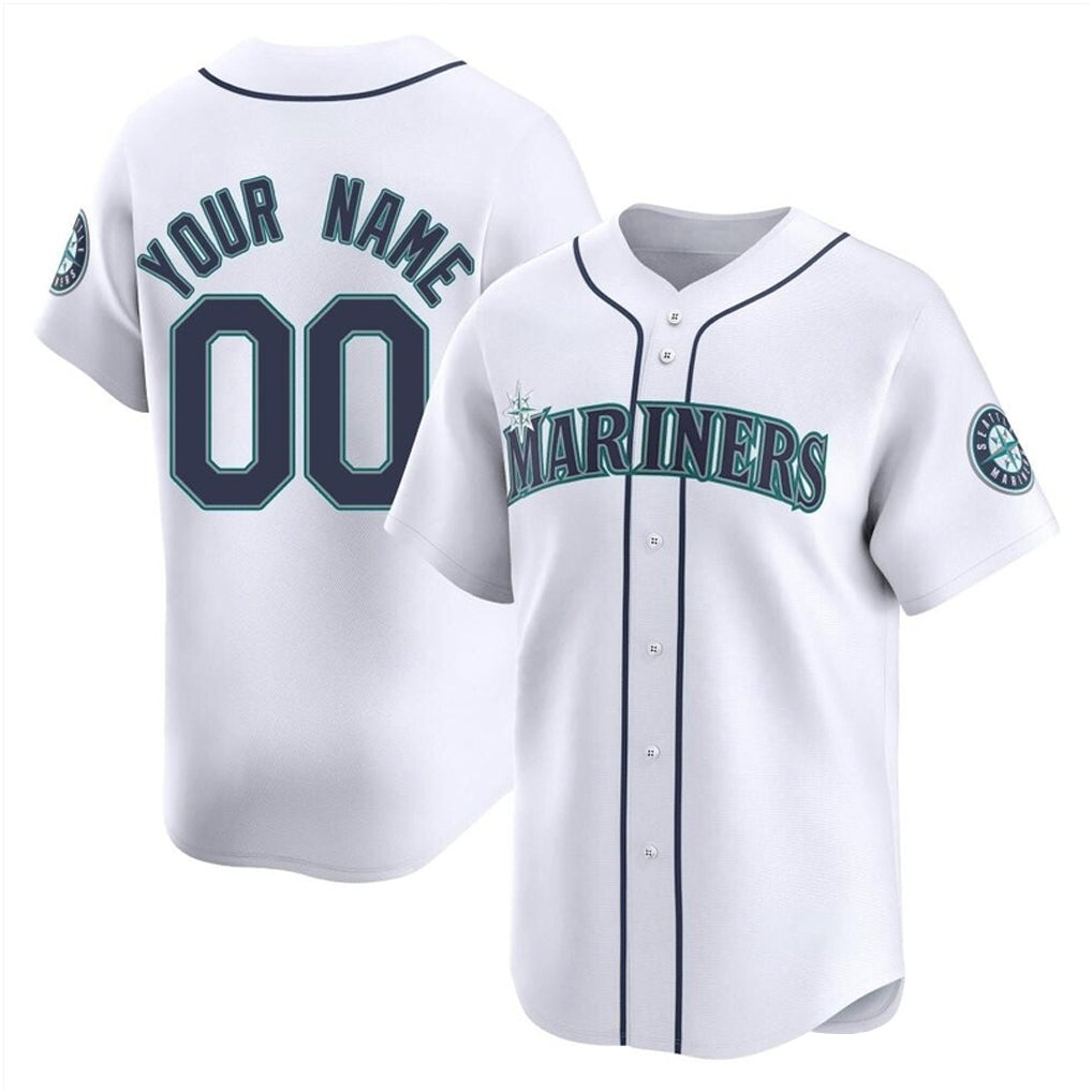Custom S.Mariners White Limited Home Game Any Name & Number Gdoa Stitched Jerseys