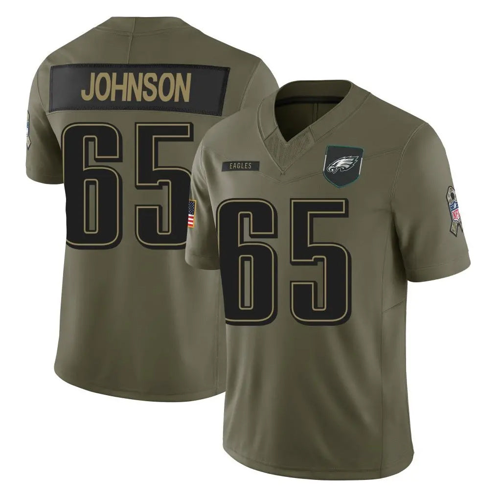 P.Eagles #65 Lane Johnson Player Olive 2025 Salute To Service Limited Gdoa Stitched Jerseys