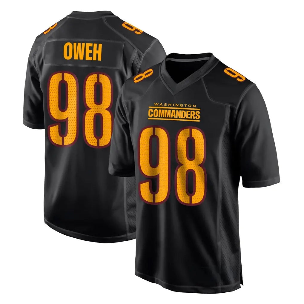 W.Commanders #98 Odafe Oweh Player Black Carbon Fashion Home Game Gdoa Stitched Jerseys