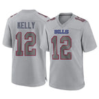 B.Bills #12 Jim Kelly Player Gray Fashion Home Game Gdoa Stitched Jerseys