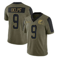 C.Browns #9 Grant Delpit Player Olive Salute to Service Limited Home Game Gdoa Stitched Jerseys