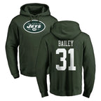 NY.Jets #31 David Bailey Player Green LOGO Pullover Hoodies Limited Game Gdoa Stitched Jerseys