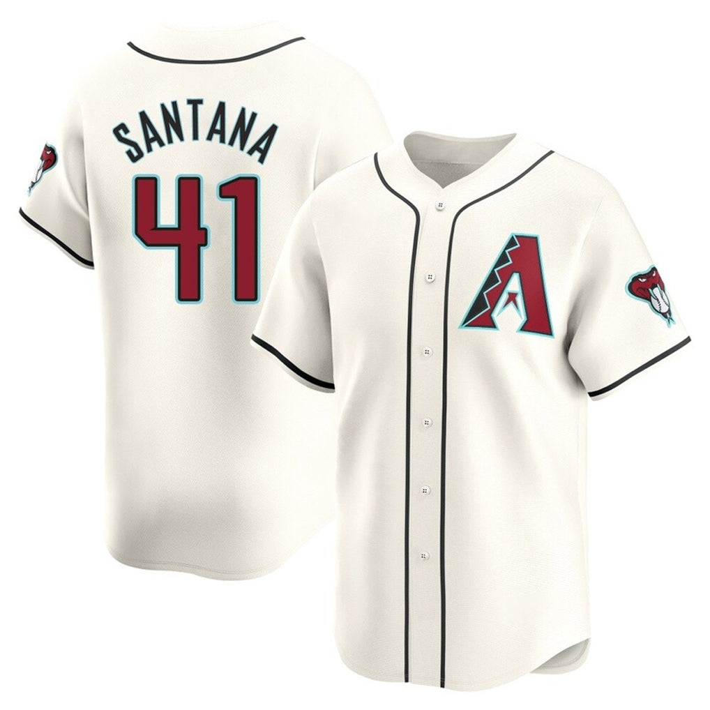 A.Diamondbacks #41 Carlos Santana Player Cream Limited Home Game Gdoa Stitched Jerseys