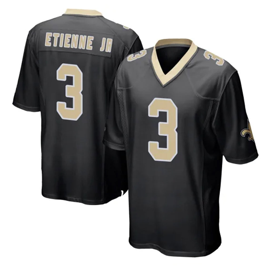 NO.Saints #3 Travis Etienne Jr. Player Black Home Game Gdoa Stitched Jerseys