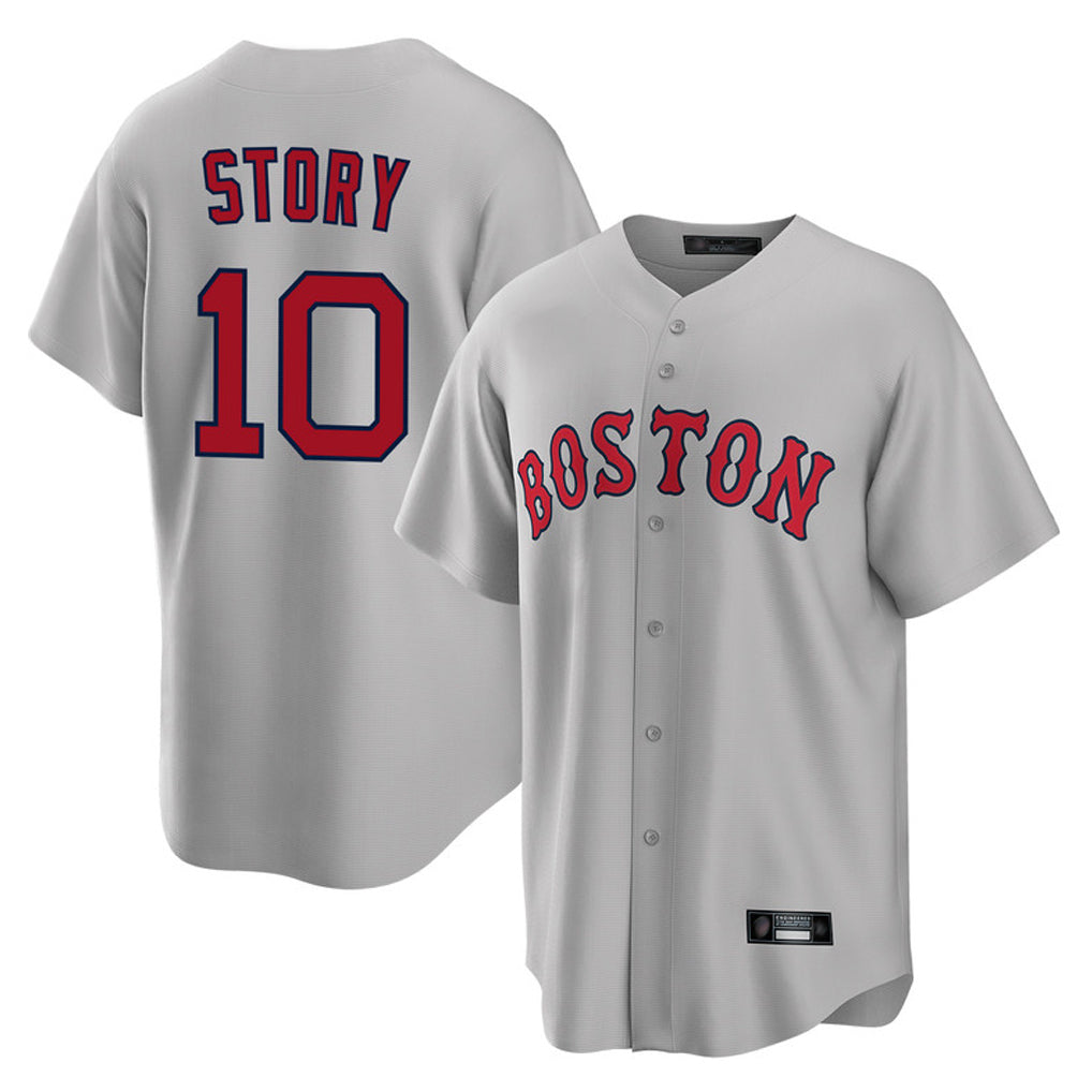 B.Red Sox #10 Trevor Story Player Gray Road Home Game Gdoa Stitched Jerseys