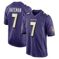 B.Ravens #7 Rashod Bateman Player Purple Home Game Gdoa Stitched Jerseys