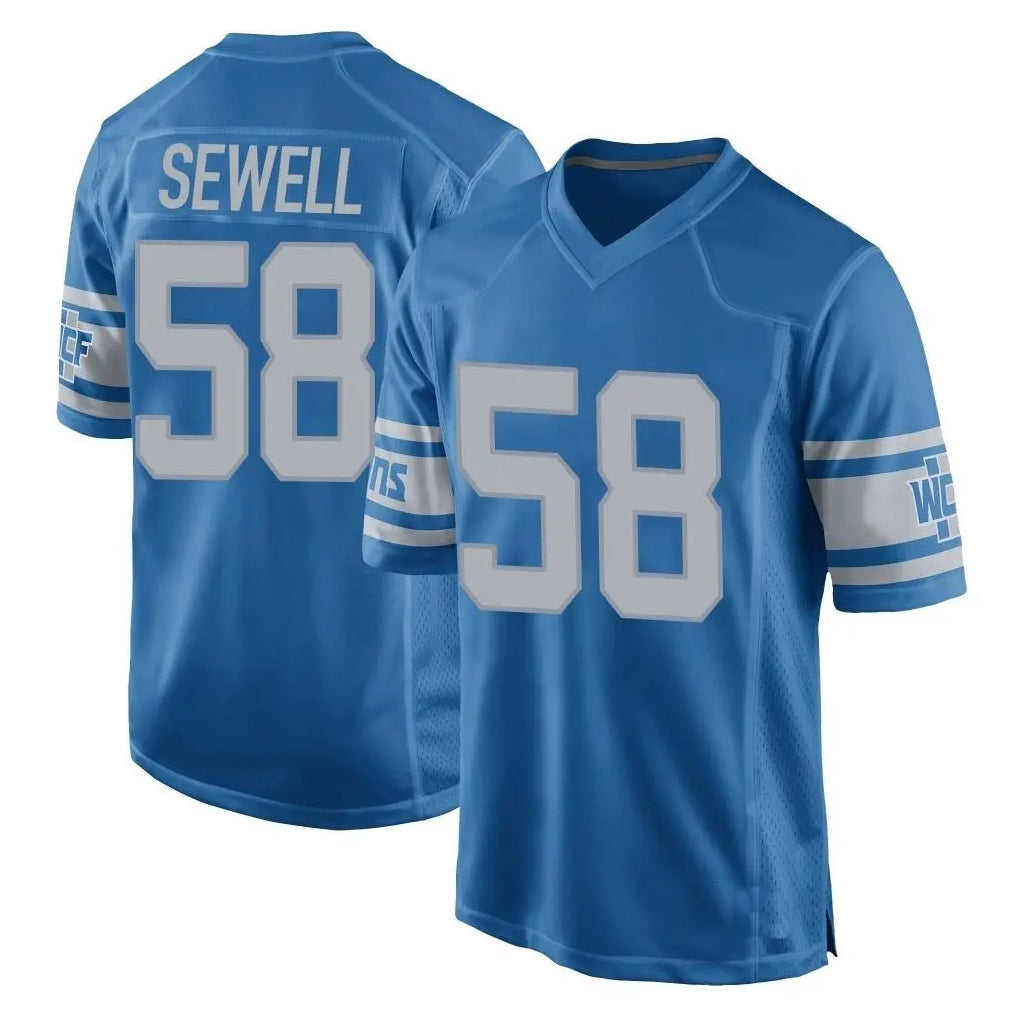 D.Lions #58 Penei Sewell Player Blue Vapor Untouchable Throwback Game Gdoa Stitched Jerseys