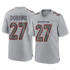 D.Broncos #27 J.K. Dobbins Player Gray Atmosphere Fashion Limited Game Gdoa Stitched Jerseys