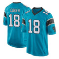 C.Panthers #18 Jalen Coker Player Blue Game Gdoa Stitched Jerseys