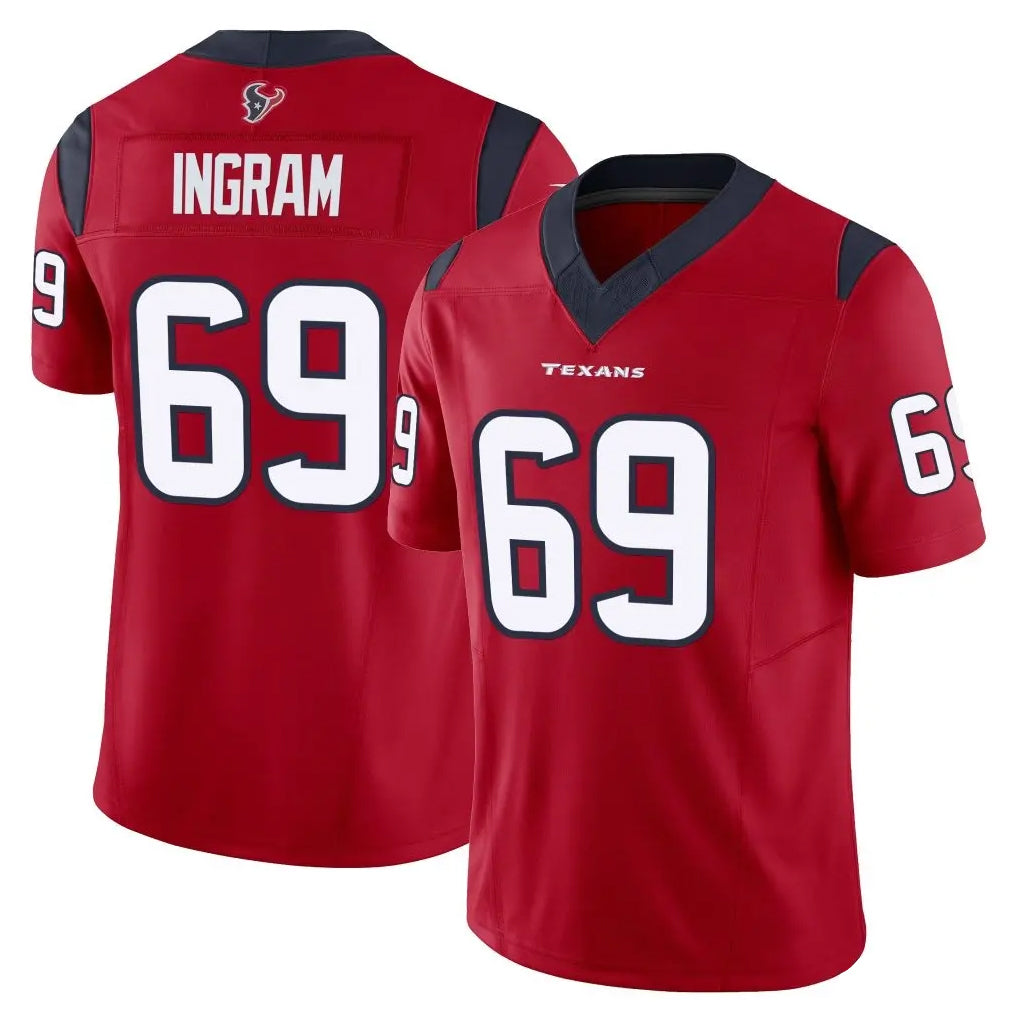 H.Texans #69 Ed Ingram Player Red Limited Vapor F.U.S.E. Home Game Gdoa Stitched Jerseys