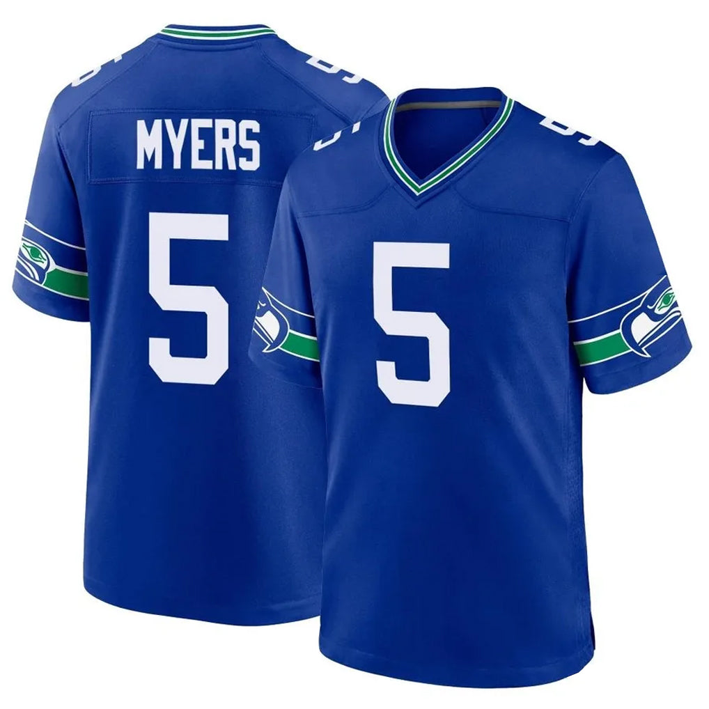 S.Seahawks #5 Jason Myers Player Royal Throwback Home Game Gdoa Stitched Jerseys