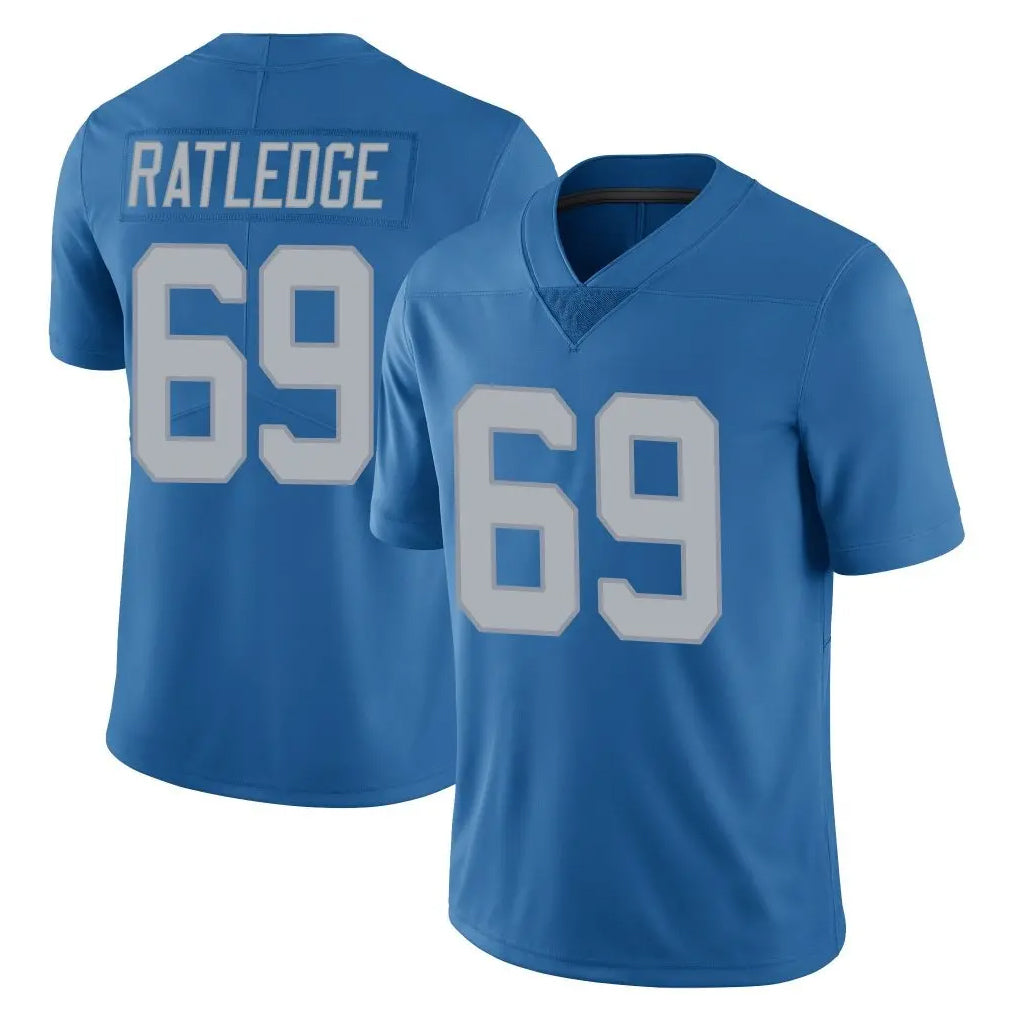 D.Lions #69 Tate Ratledge Player Blue Limited Throwback Vapor Untouchable Gdoa Stitched Jerseys