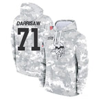 M.Vikings #71 Christian Darrisaw Player Arctic Camo Salute to Service Pullover Hoodies Limited Game Gdoa Stitched Jerseys