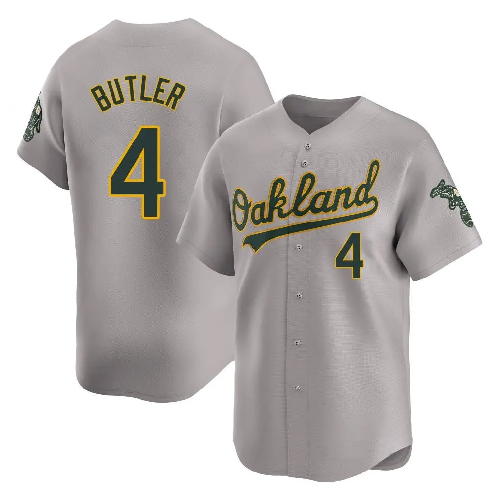 Athletics #4 Lawrence Butler Player Gray Road Limited Home Game Gdoa Stitched Jerseys