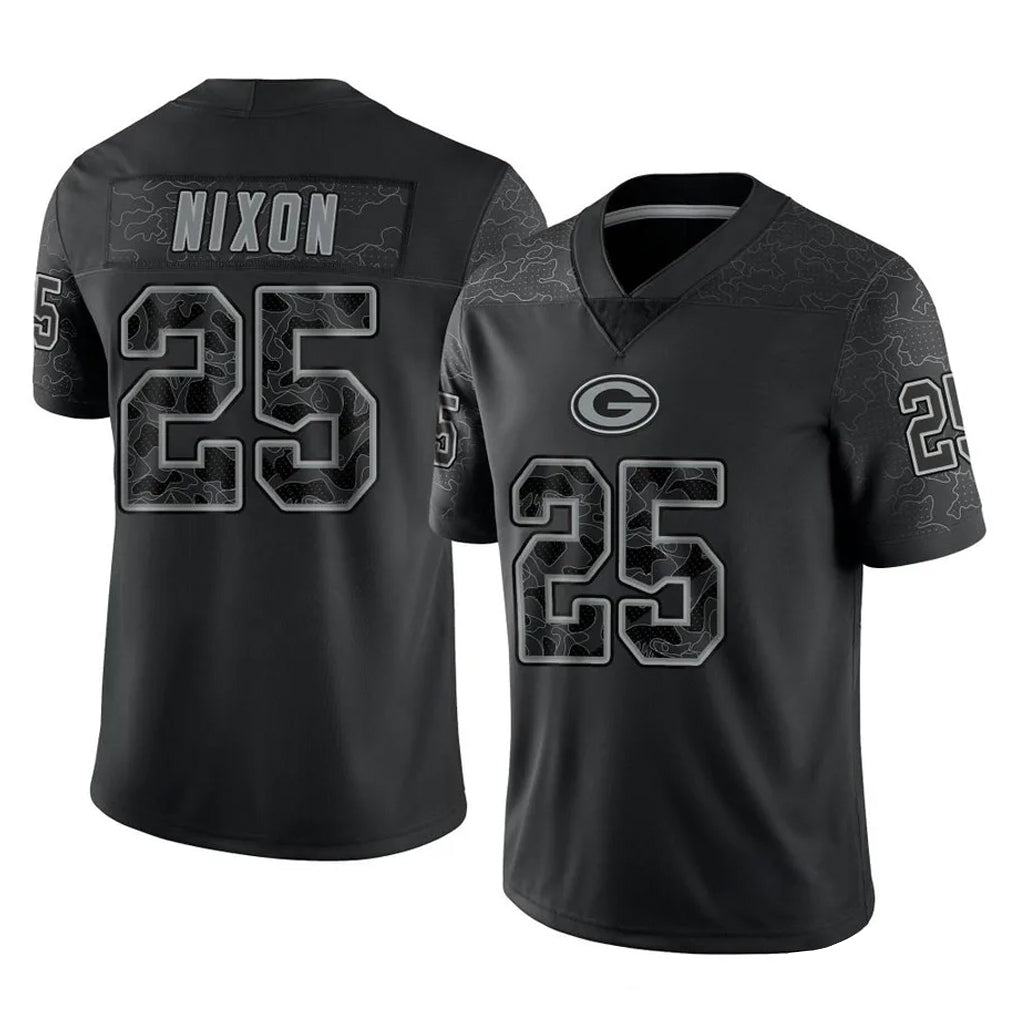 GB.Packers #25 Keisean Nixon Player Black Reflective Limited Home Game Gdoa Stitched Jerseys