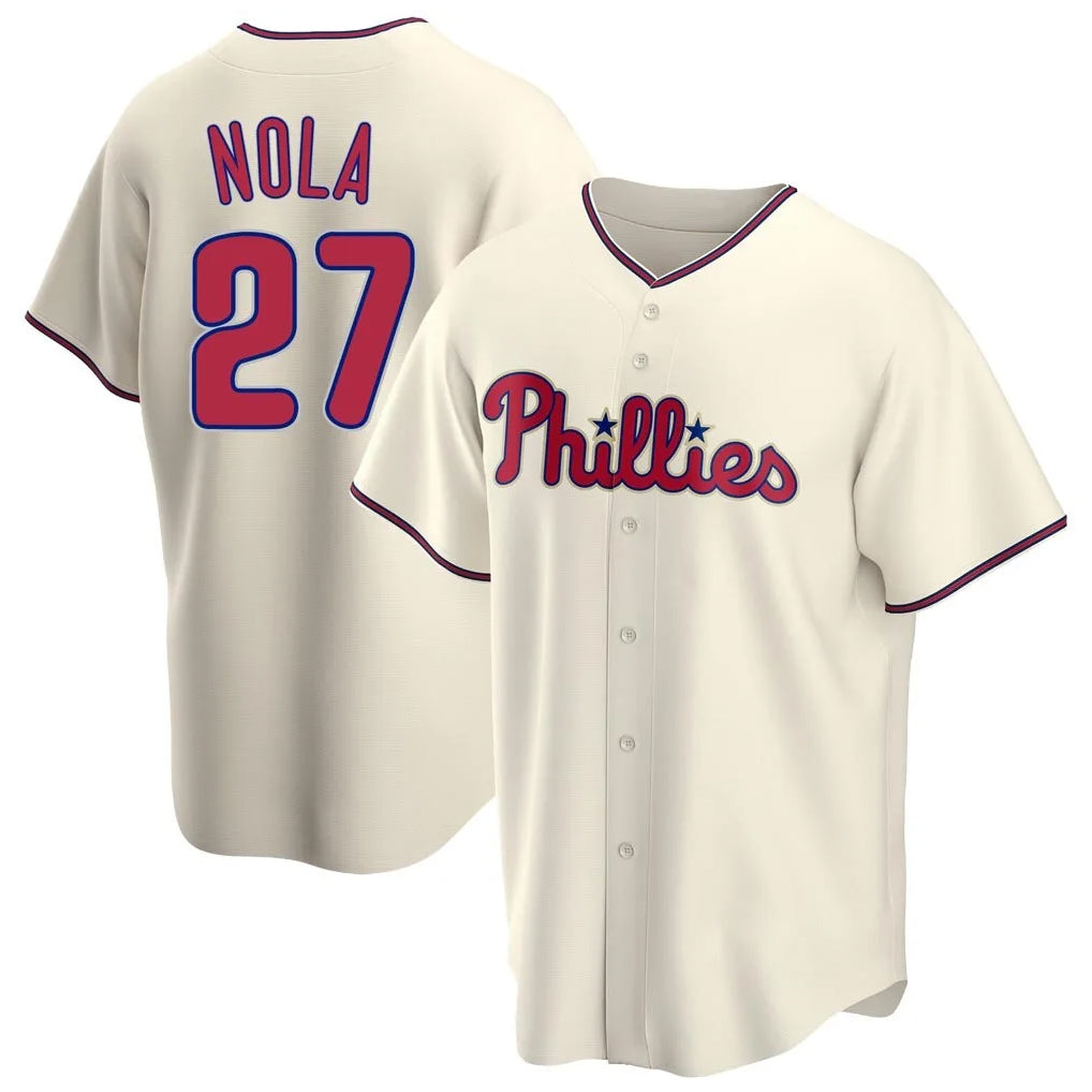 P.Phillies #27 Aaron Nola Player Cream Home Game Fdoa Stitched Jerseys