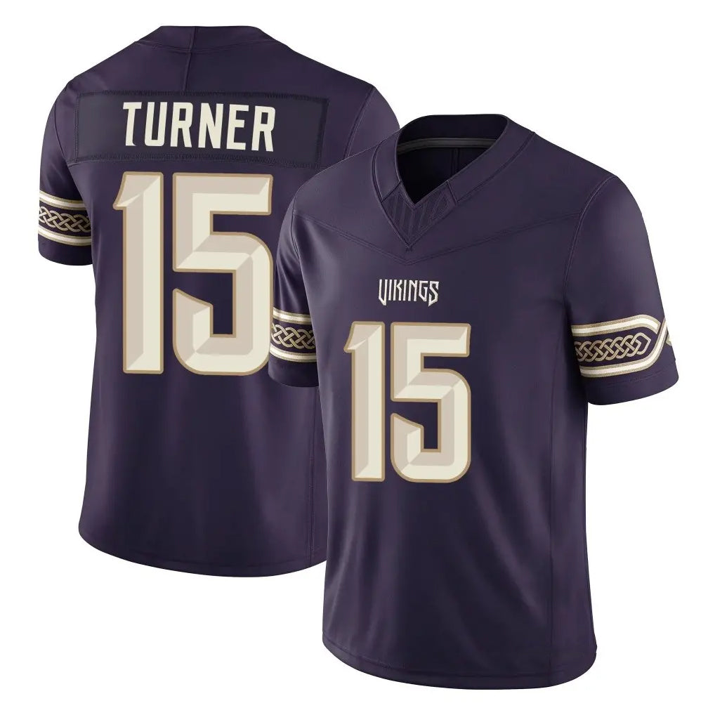 MN.Vikings #15 Dallas Turner Player Purple Limited 2026 Rivalries Collection Home Game Gdoa Stitched Jerseys