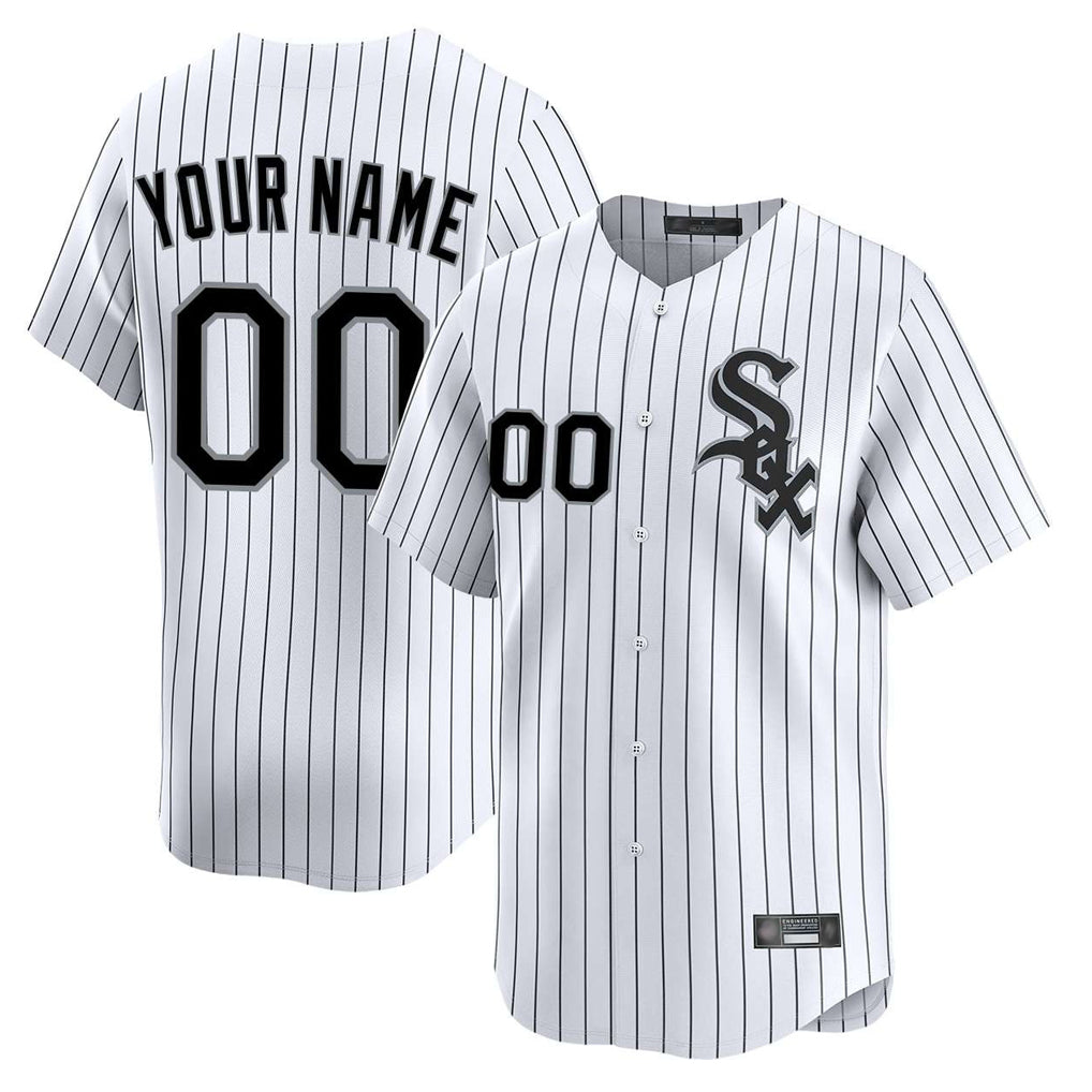 Custom C.White Sox White Stripe Limited Home Game Any Name & Number Gdoa Stitched Jerseys