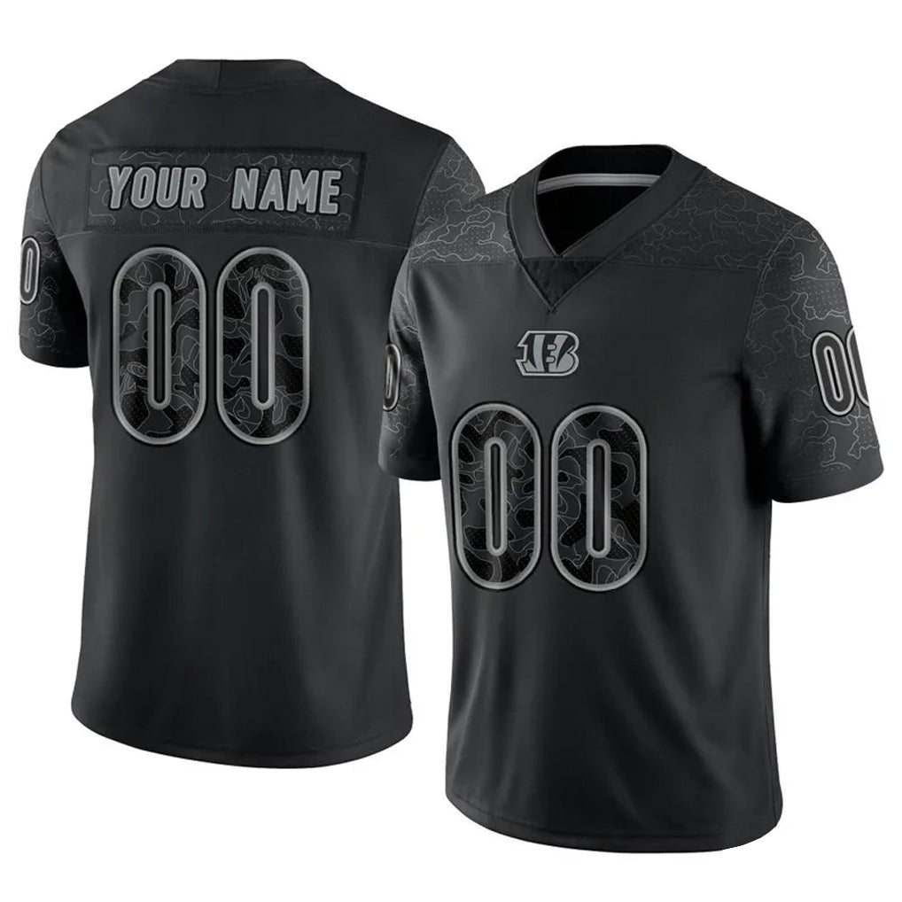 Custom C.Bengals Black Reflective Limited Game Any Name & Numbers Gdoa Stitched Jerseys