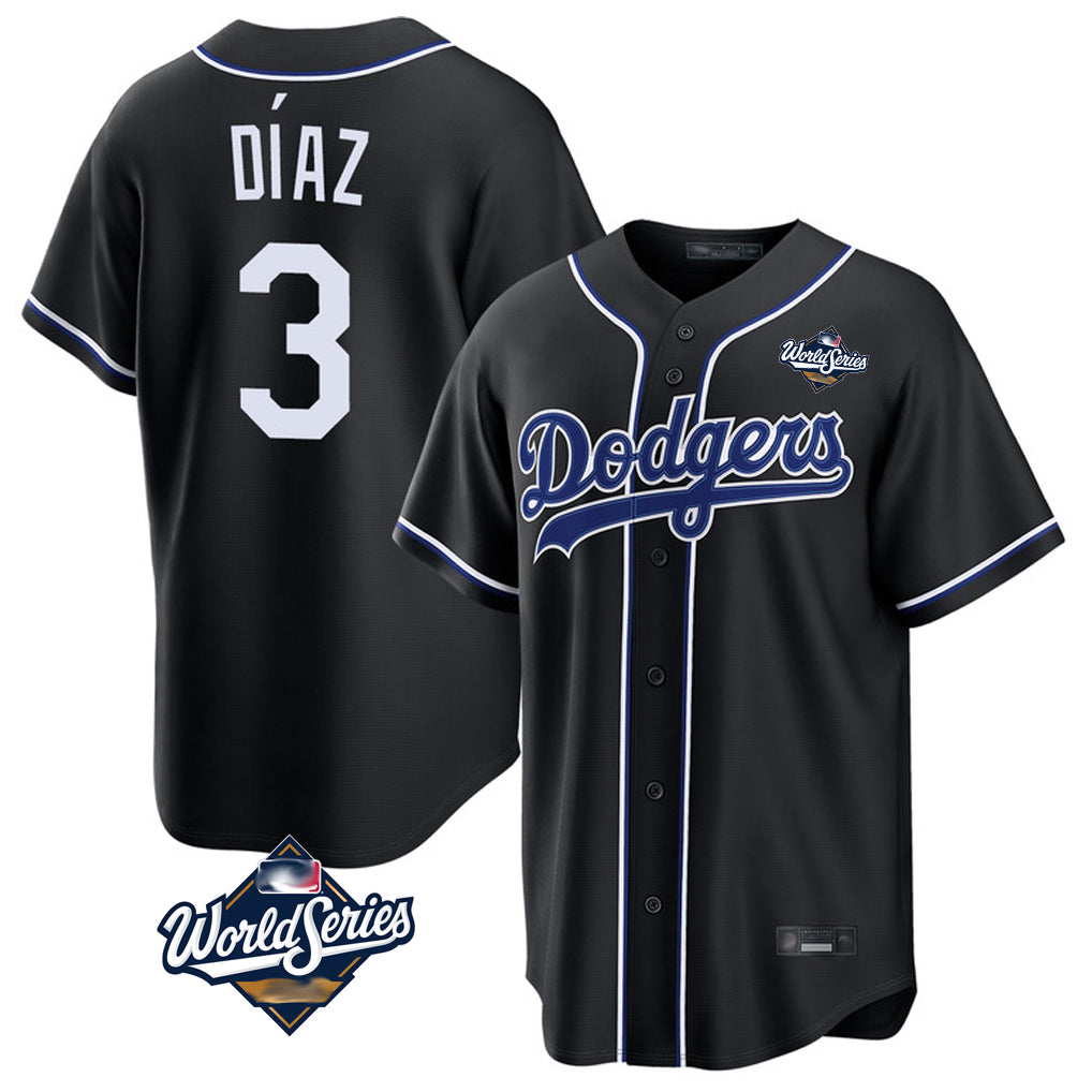 LA.Dodgers #3 Edwin D¨ªaz Player Black World Series Carbon Limited Home Fdoa Stitched Jerseys