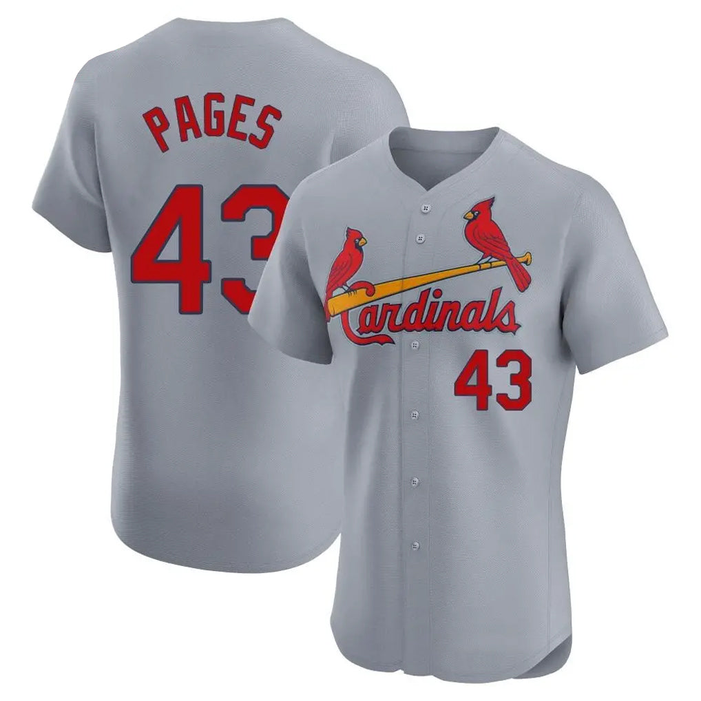 St. Louis Cardinals #43 Pedro Pages Player Gray Home Limited Elite Fdoa Stitched Jerseys
