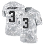 M.Vikings #3 Jordan Addison Player Arctic Camo Salute To Service Limited Game Gdoa Stitched Jerseys