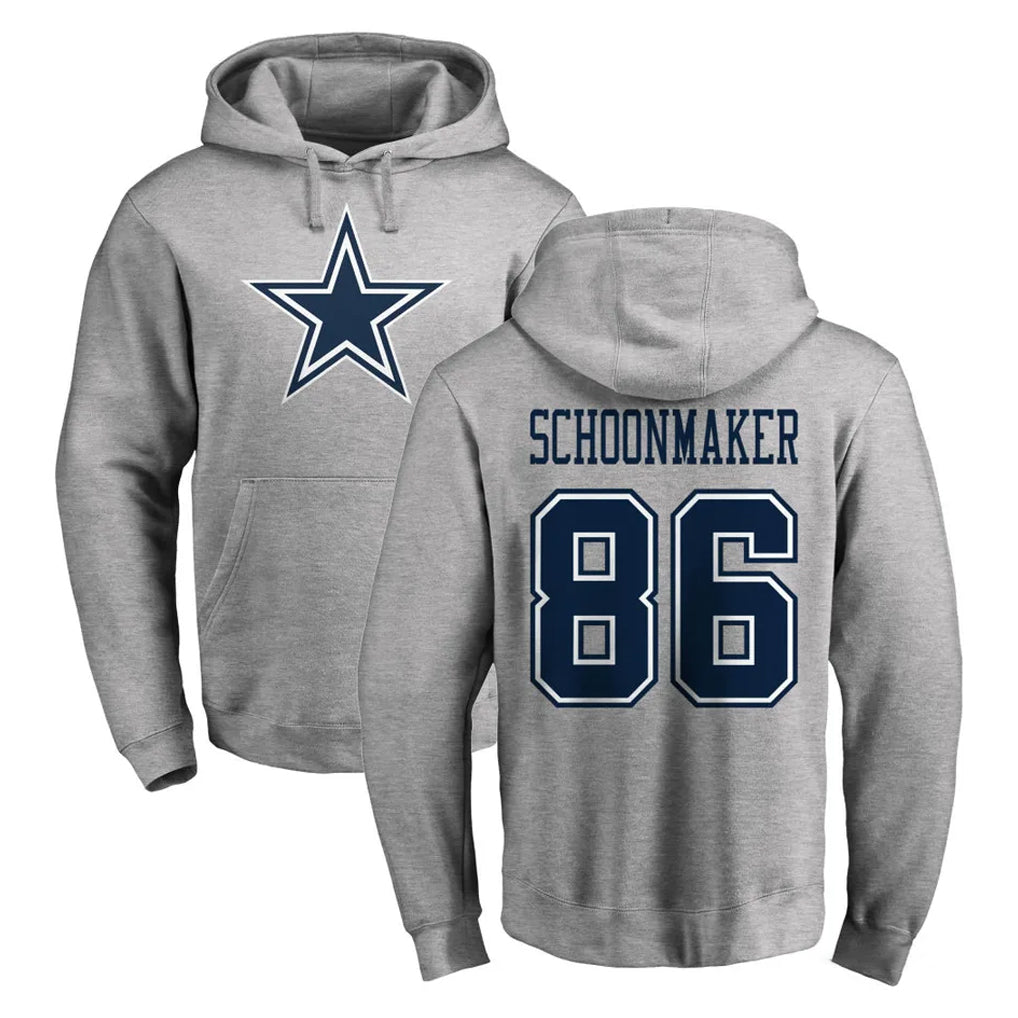 D.Cowboys #86 Luke Schoonmaker Player Gray LOGO Pullover Hoodie Limited Gdoa Stitched Jerseys