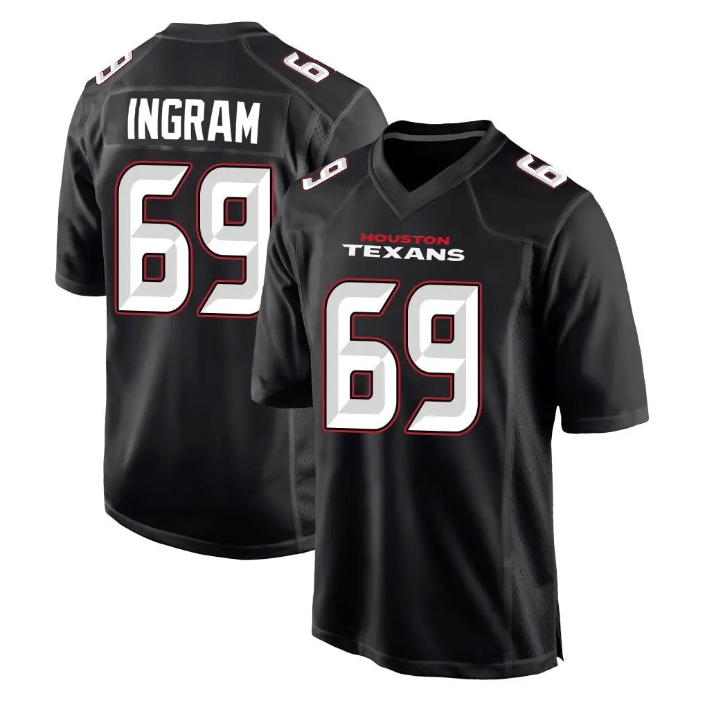 H.Texans #69 Ed Ingram Player Carbon Black Fashion Home Game Gdoa Stitched Jerseys