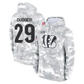 C.Bengals #29 Kyle Dugger Player Arctic Camo Salute to Service Pullover Hoodie Limited Gdoa Stitched Jerseys