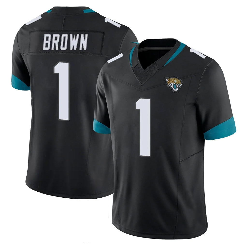 J.Jaguars #1 Montaric Brown Player Black Vapor F.U.S.E. Limited Home Game Gdoa Stitched Jerseys