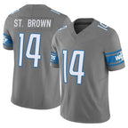 D.Lions #14 Amon-Ra St. Brown Player Gray Vapor F.U.S.E. Limited Home Game Gdoa Stitched Jerseys