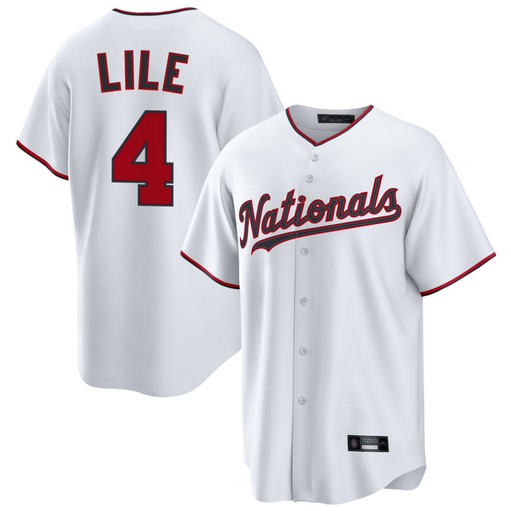 W.Nationals #4 Daylen Lile Player White Replica Game Fdoa Stitched Jerseys