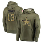 D.Cowboys #13 Caleb Downs Player Olive Salute to Service Pullover Hoodies Home Game Gdoa Stitched Jerseys