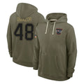 NE.Patriots #48 Namdi Obiazor Player Olive Salute to Service Pullover Hoodies Limited Gdoa Stitched Jerseys