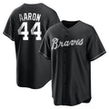 A.Braves #44 Hank Aaron Player Black Home Game Gdoa Stitched Jerseys