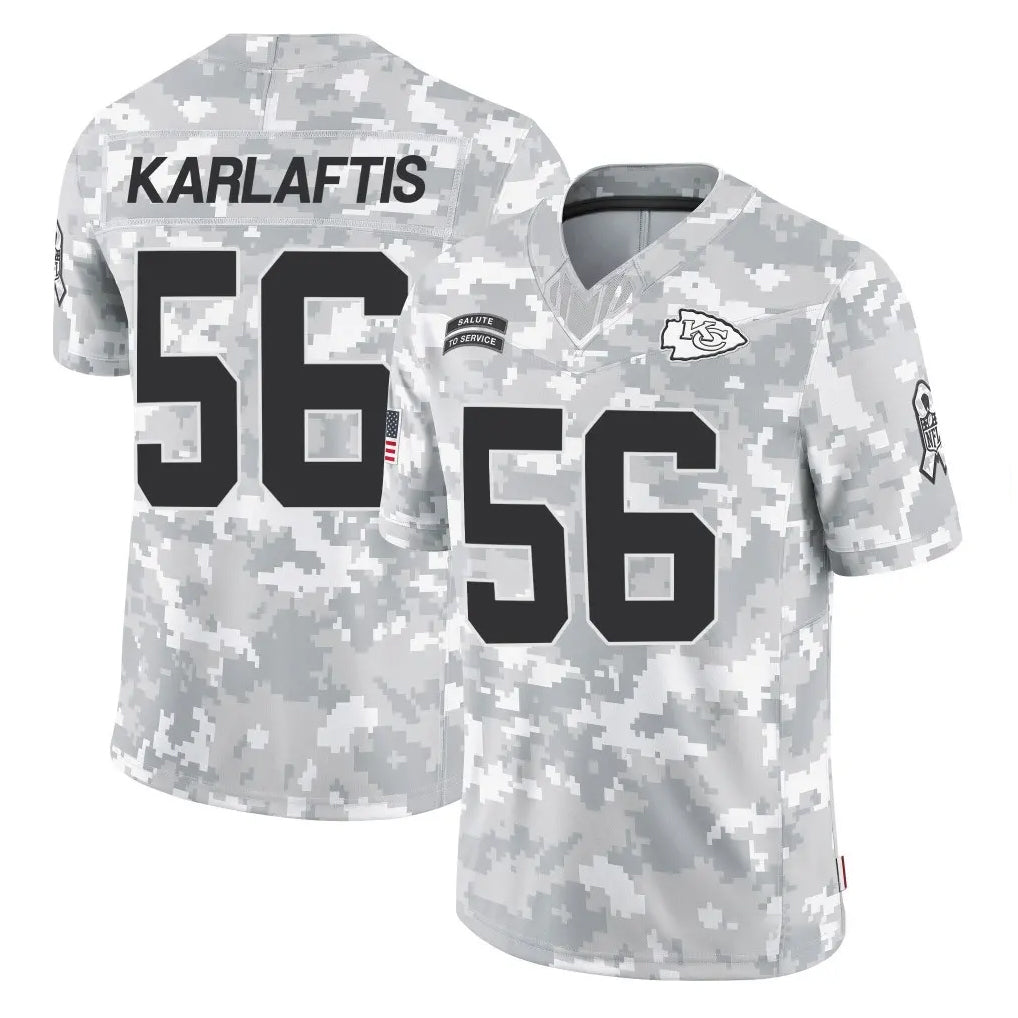 KC.Chiefs #56 George Karlaftis Player Arctic Camo Salute To Service Limited Game Gdoa Stitched Jerseys