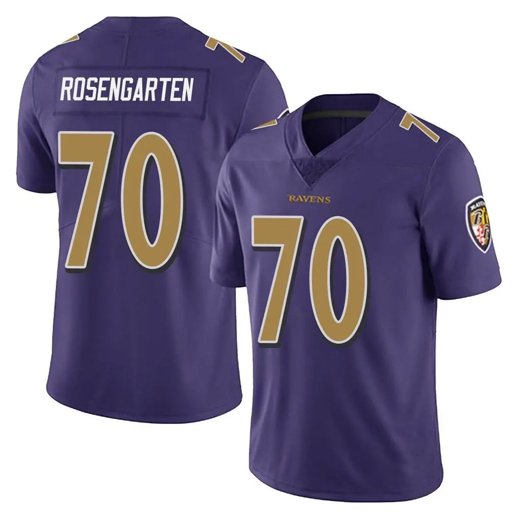 B.Ravens #70 Roger Rosengarten Player Purple Color Rush Vapor Untouchable Limited Home Game Gdoa Stitched Jerseys