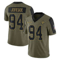 NO.Saints #94 Cameron Jordan Player Olive Salute To Service Limited Game Gdoa Stitched Jerseys