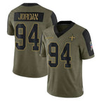 NO.Saints #94 Cameron Jordan Player Olive Salute To Service Limited Game Gdoa Stitched Jerseys