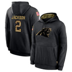 C.Panthers #2 Michael Jackson Player Black Salute to Service Pullover Hoodies Limited Game Gdoa Stitched Jerseys